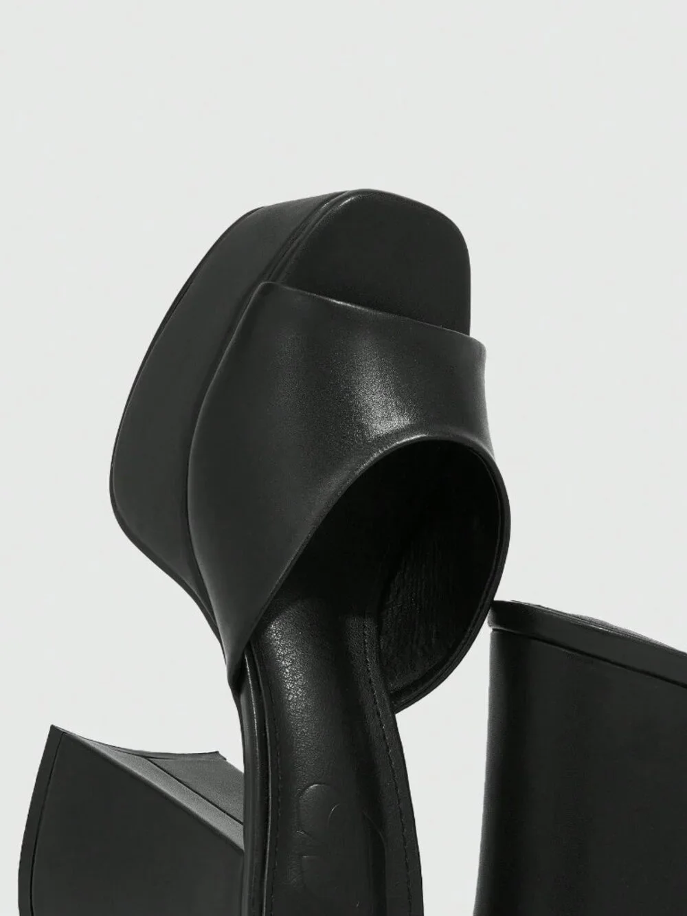 Black Sexy Women's Minimalist Platform Chunky Heeled Mule Sandals